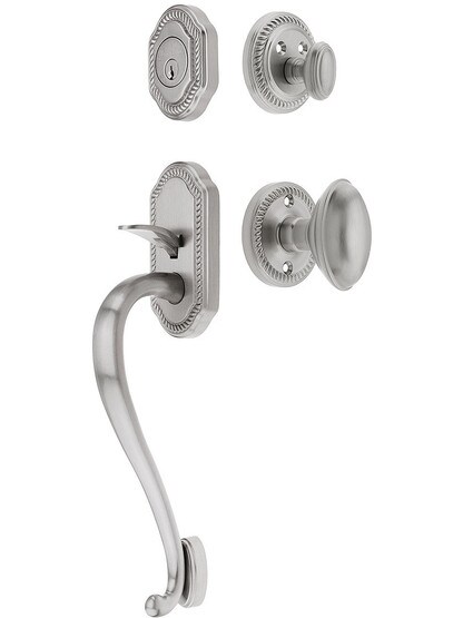Newport Entry Lock Set in Satin Nickel Finish with Eden Prairie Knob and